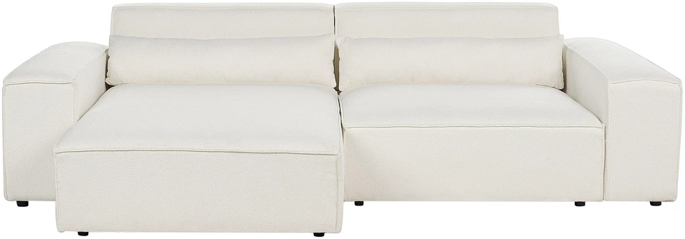 Beliani Modulinė 3 vietų kampinė sofa HELLNAR, dešininė, kreminės baltos spalvos, bouclé audinys