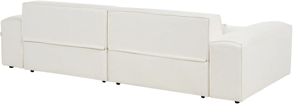 Beliani Modulinė 3 vietų kampinė sofa HELLNAR, dešininė, kreminės baltos spalvos, bouclé audinys