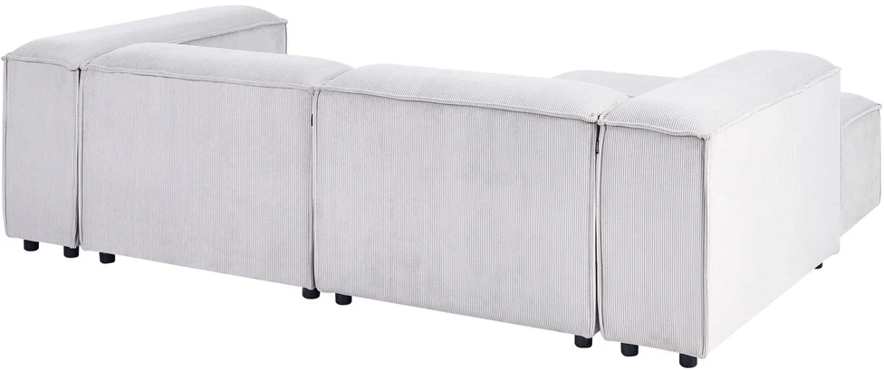 Beliani Modulinė 3 vietų sofa ARDAL dešininė, kreminės spalvos velvetinė su otomanu