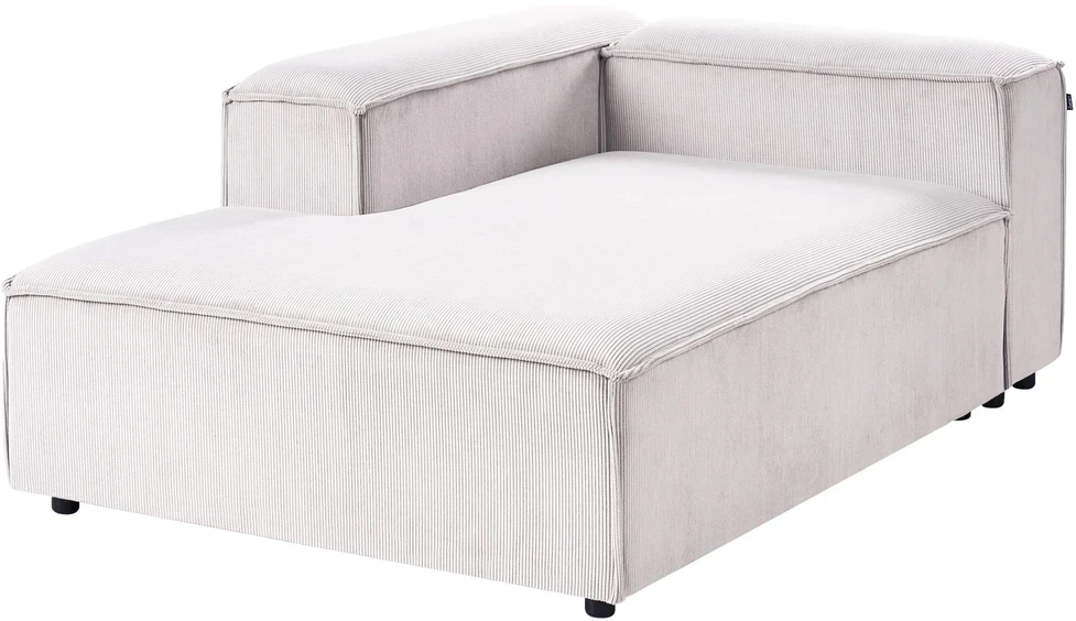 Beliani Modulinė 3 vietų sofa ARDAL dešininė, kreminės spalvos velvetinė su otomanu
