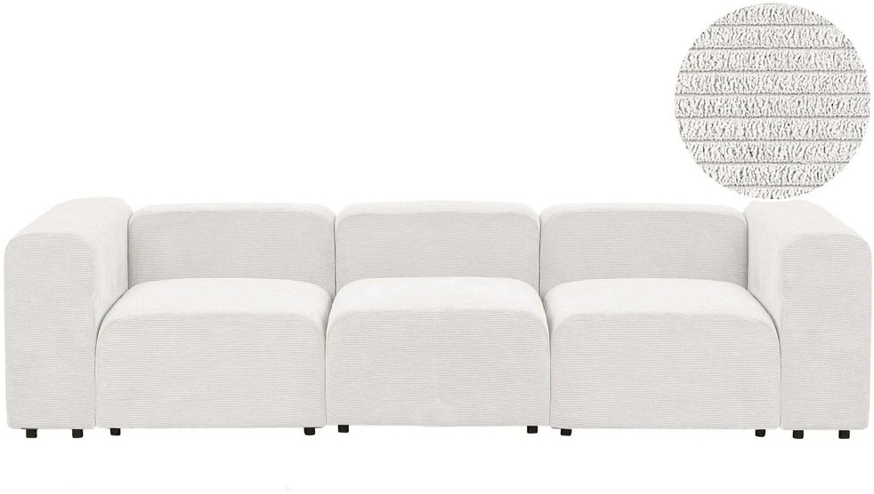 Beliani Modulinė 3 vietų sofa FALSTERBO balta, velvetas