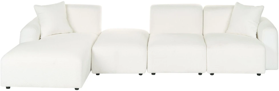 Beliani Modulinė 3 vietų sofa HEDE Boucle, balta, dešininė, su otomane