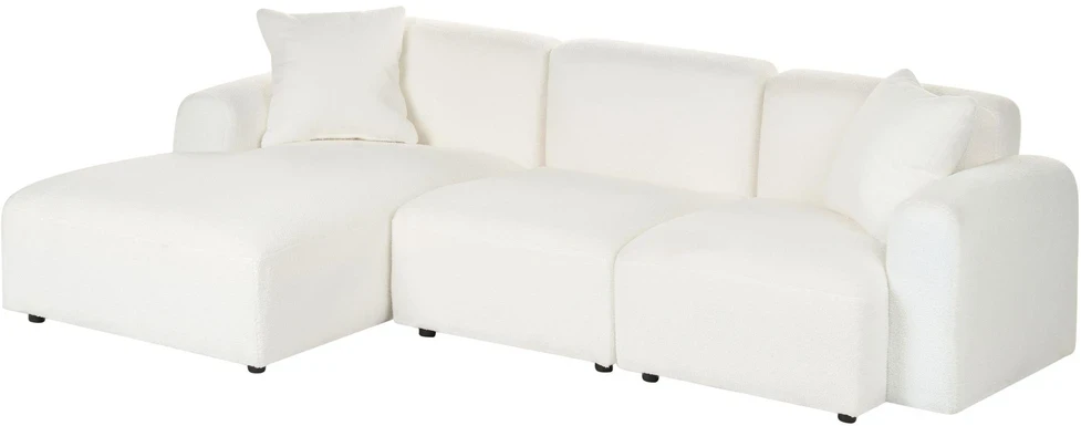 Beliani Modulinė 3 vietų sofa HEDE Boucle, balta, dešininė
