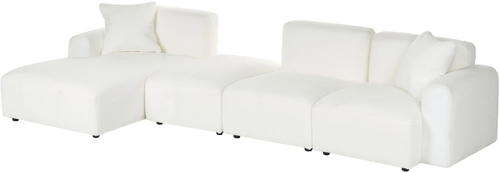 Beliani Modulinė 3 vietų sofa HEDE Boucle, balta, dešininė, su otomane