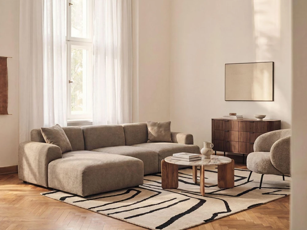Beliani Modulinė 3 vietų sofa HEDE, ruda, dešininė