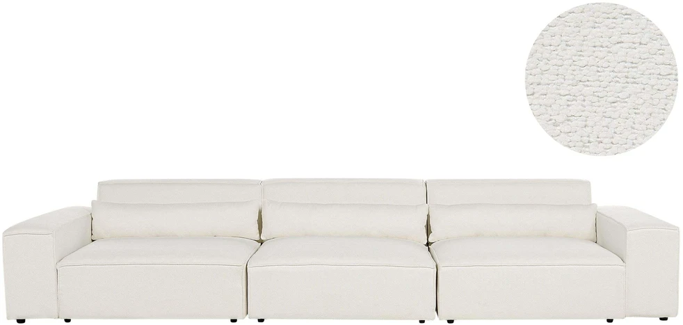 Beliani Modulinė 3 vietų sofa HELLNAR, kreminė balta spalva, Boucle audinys