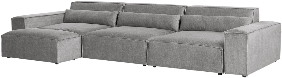 Beliani MODULINĖ 3 vietų sofa HELLNAR pilka su pufas