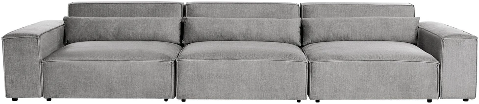 Beliani MODULINĖ 3 vietų sofa HELLNAR pilka su pufas