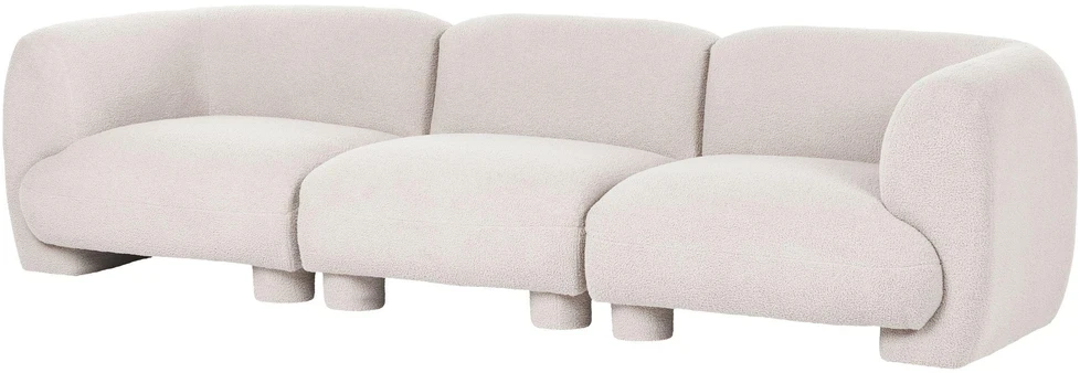 Beliani Modulinė 3 vietų sofa MJALBI, kreminė balta, „Boucle“ audinys