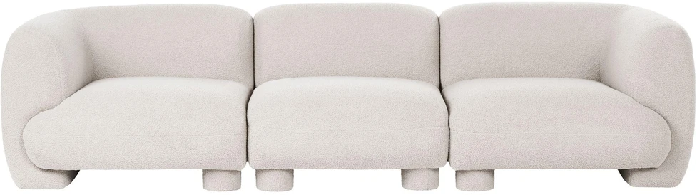 Beliani Modulinė 3 vietų sofa MJALBI, kreminė balta, „Boucle“ audinys