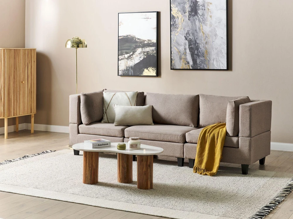 Beliani Modulinė 3 vietų sofa UNSTAD ruda