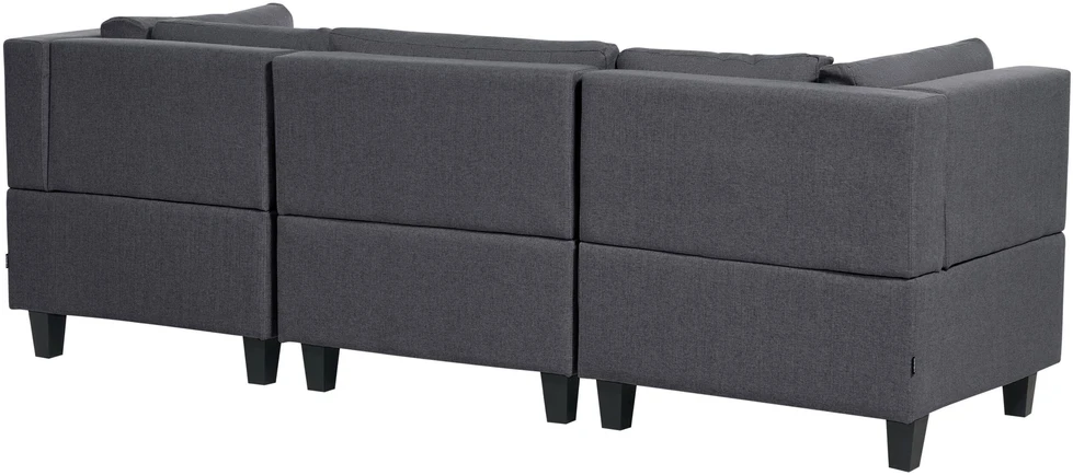 Beliani Modulinė 3 vietų sofa UNSTAD, tamsiai pilka su pufu