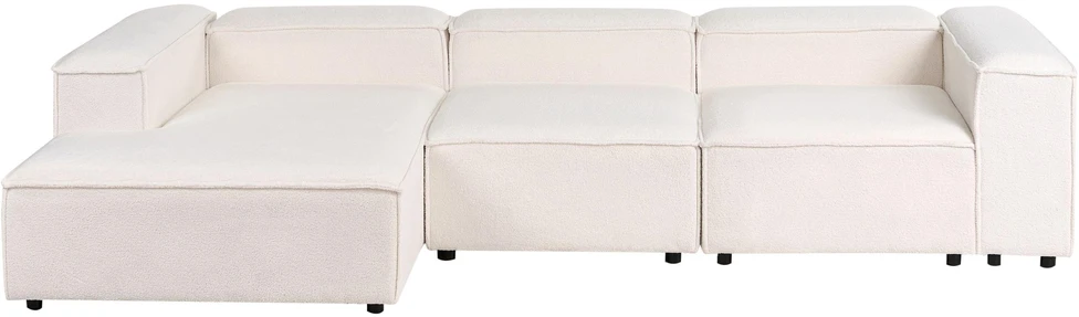Beliani Modulinė 4 vietų kampinė sofa ARDAL Boucle, laužyta balta, dešinės pusės