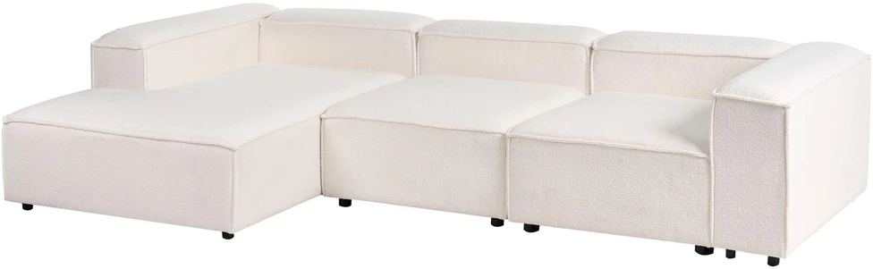 Beliani Modulinė 4 vietų kampinė sofa ARDAL Boucle, laužyta balta, dešinės pusės