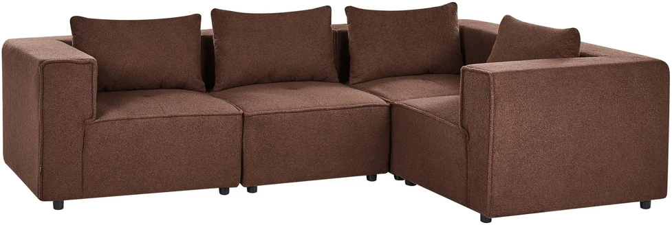 Beliani Modulinė 4 vietų kampinė sofa AXEBO kairinė ruda Boucle