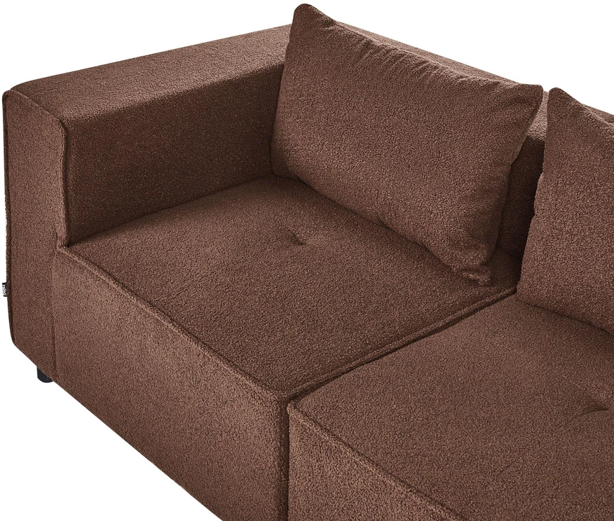 Beliani Modulinė 4 vietų kampinė sofa AXEBO kairinė ruda Boucle