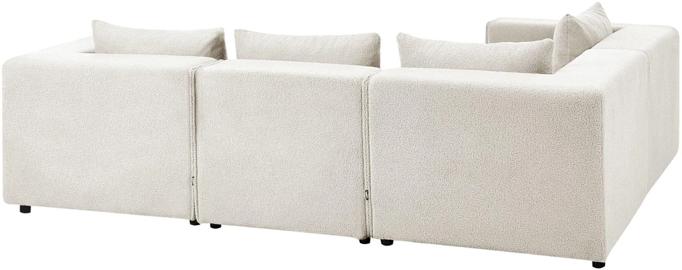 Beliani Modulinė 4 vietų kampinė sofa AXEBO dešininė, balta „Boucle“ audinys