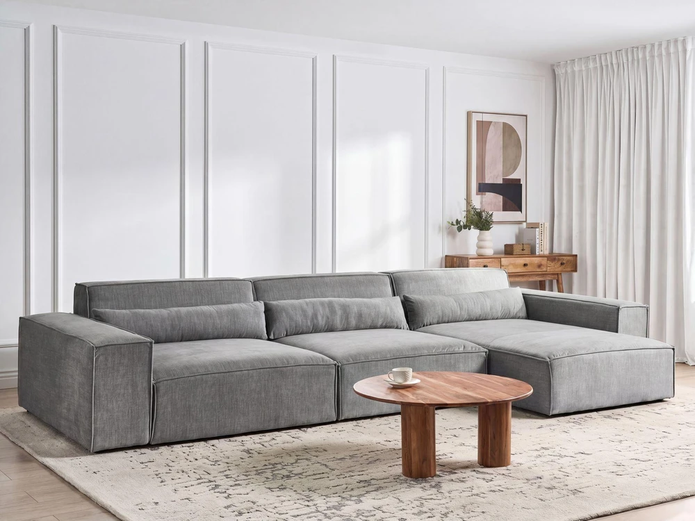 Beliani Modulinė 4 vietų kampinė sofa HELLNAR kairinė, pilka