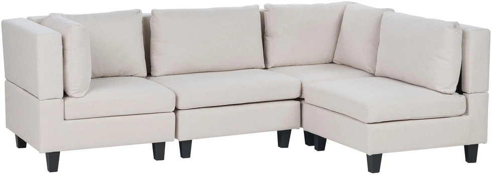 Beliani Modulinė 4 vietų kampinė sofa UNSTAD, kairinė, šviesiai smėlio spalvos