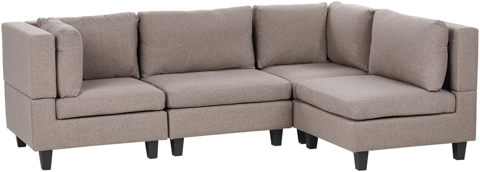 Beliani Modulinė 4 vietų kampinė sofa UNSTAD kairinė ruda