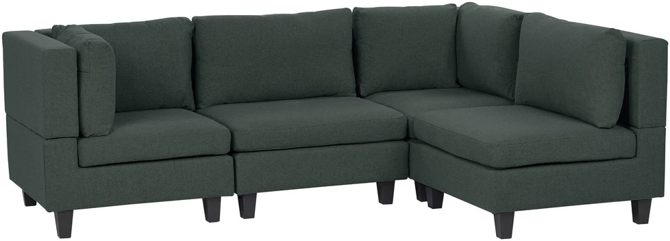 Beliani Modulinė 4 vietų kampinė sofa UNSTAD kairinė tamsiai žalia