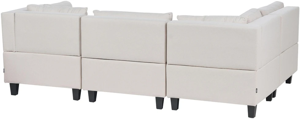 Beliani Modulinė 4 vietų kampinė sofa UNSTAD, dešininė, šviesiai smėlio spalvos, su otomane