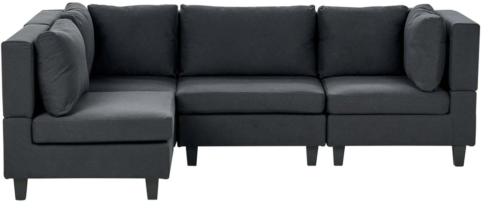 Beliani Modulinė 4 vietų kampinė sofa UNSTAD Dešininė Juoda