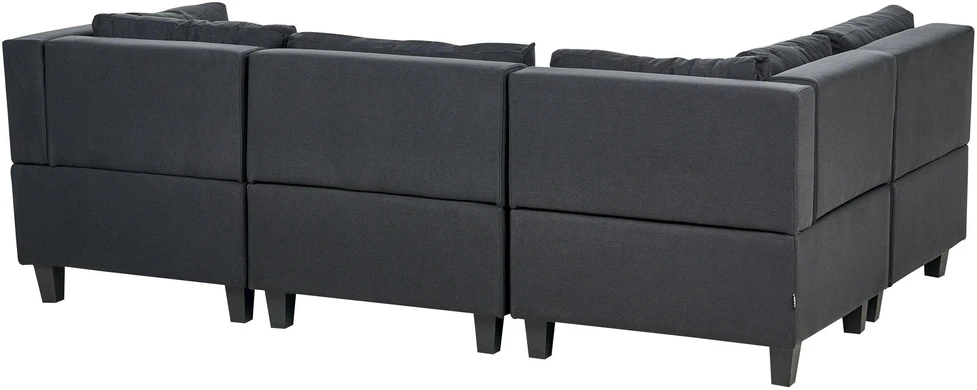 Beliani Modulinė 4 vietų kampinė sofa UNSTAD Dešininė Juoda