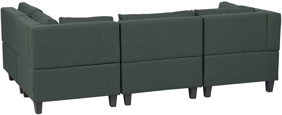 Beliani Modulinė 4 vietų kampinė sofa UNSTAD kairinė tamsiai žalia