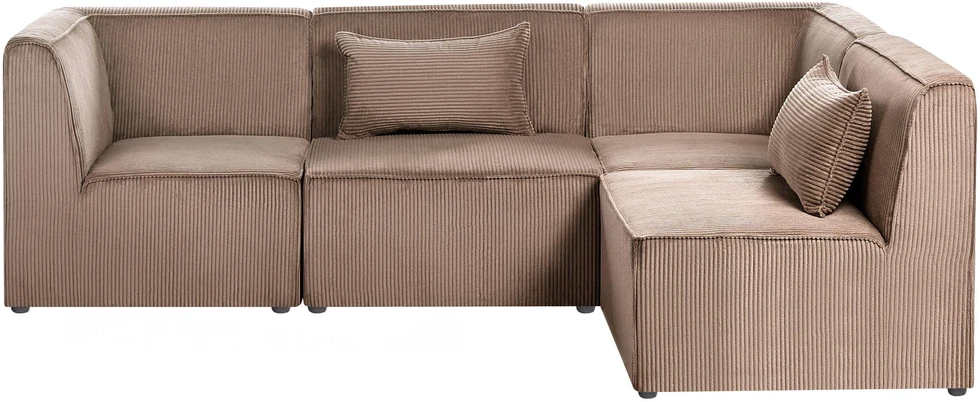 Beliani Modulinė 4 vietų sofa LEMVIG Kairinė, smėlio spalvos velvetas