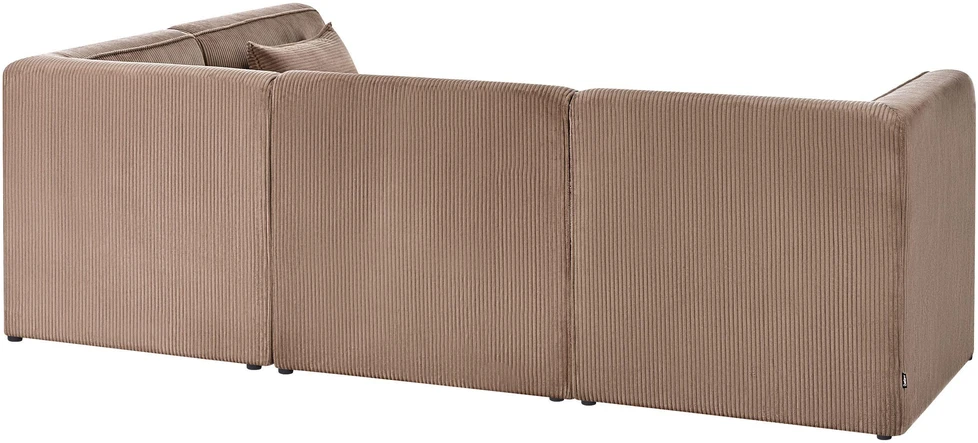 Beliani Modulinė 4 vietų sofa LEMVIG Kairinė, smėlio spalvos velvetas