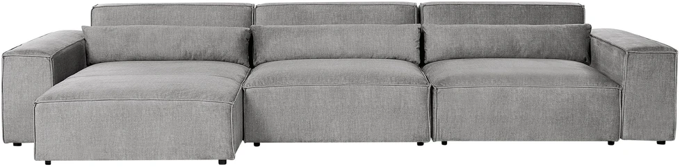 Beliani Modulinė 5 vietų kampinė sofa „HELLNAR“, dešininė, pilka, su otomanu