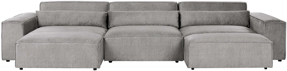 Beliani Modulinė 5 vietų kampinė sofa „HELLNAR“, dešininė, pilka, su otomanu