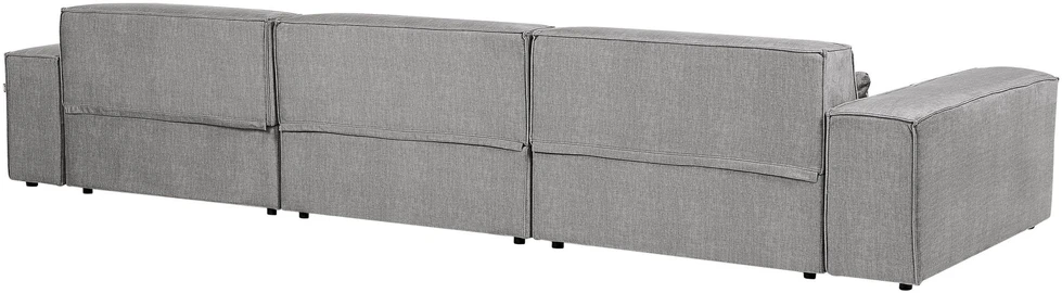 Beliani Modulinė 5 vietų kampinė sofa „HELLNAR“, dešininė, pilka, su otomanu