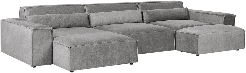 Beliani Modulinė 5 vietų kampinė sofa „HELLNAR“, dešininė, pilka, su otomanu