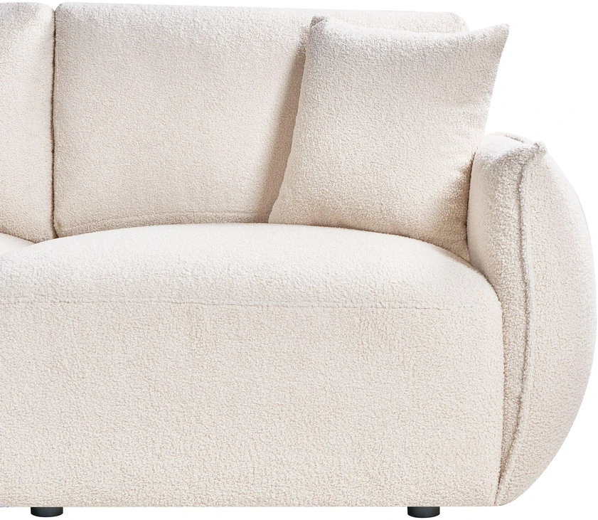 Beliani Modulinė 5 vietų kampinė sofa MESNALI, buklė, balkšva, dešininė