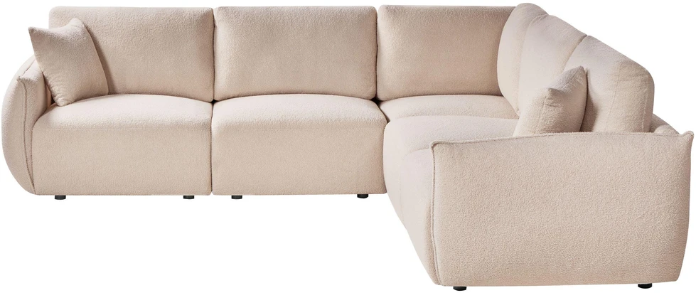 Beliani Modulinė 5 vietų kampinė sofa MESNALI, smėlio spalvos, kairinė