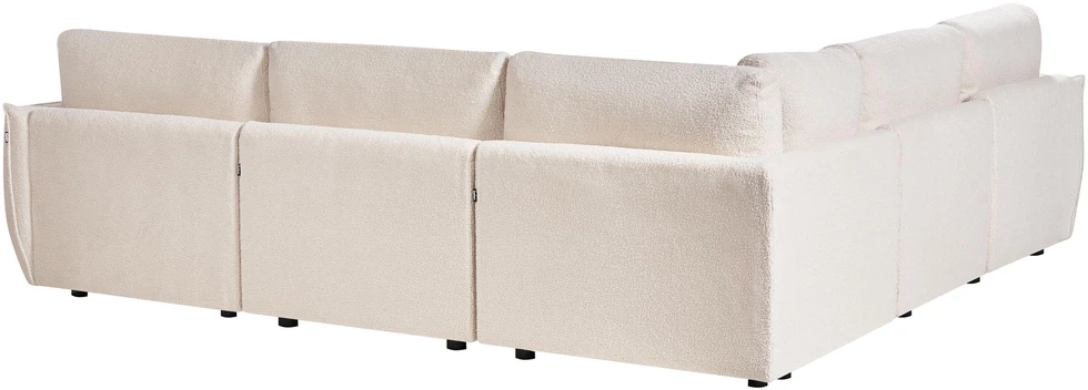 Beliani Modulinė 5 vietų kampinė sofa MESNALI, buklė, balkšva, dešininė