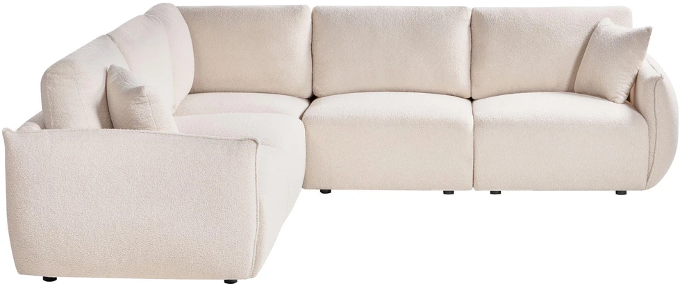 Beliani Modulinė 5 vietų kampinė sofa MESNALI, buklė, balkšva, dešininė