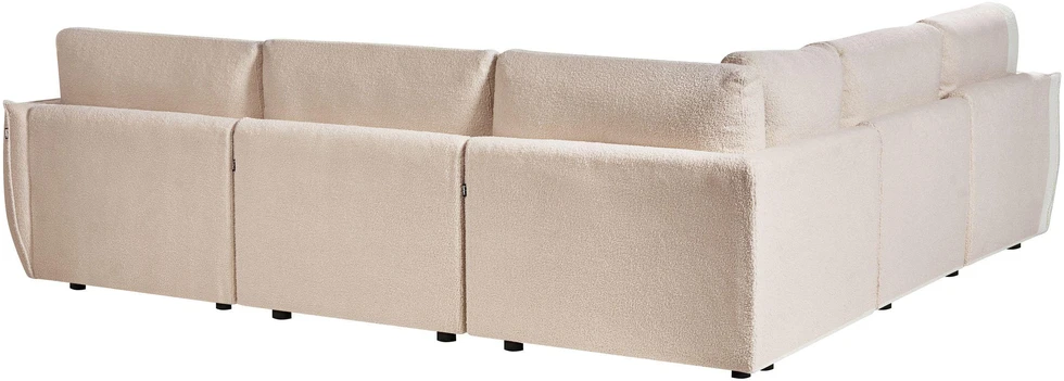 Beliani Modulinė 5 vietų kampinė sofa MESNALI, smėlio spalvos, kairinė
