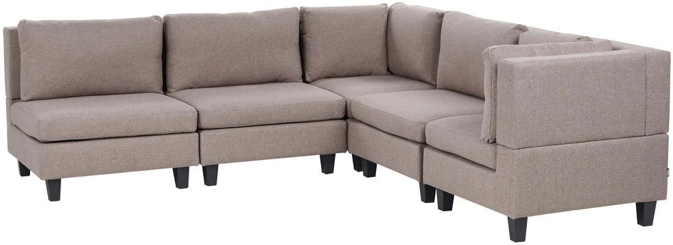 Beliani Modulinė 5 vietų kampinė sofa UNSTAD Kairinė ruda