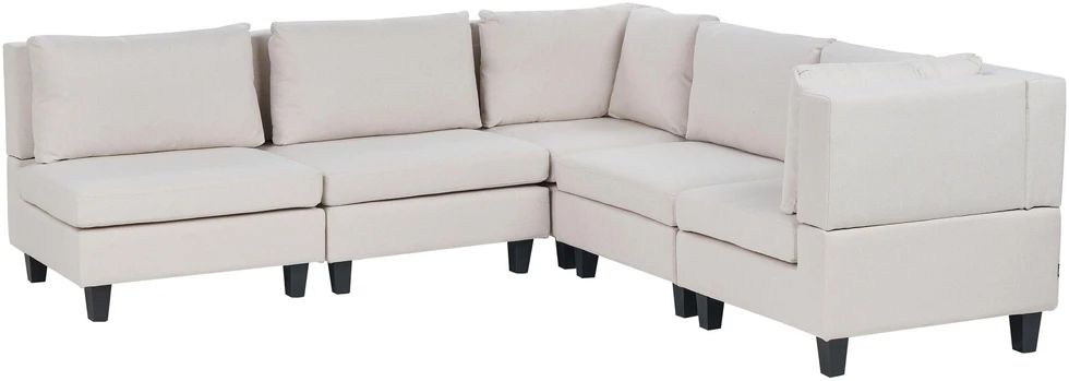 Beliani Modulinė 5 vietų kampinė sofa UNSTAD kairinė, šviesiai smėlio spalvos