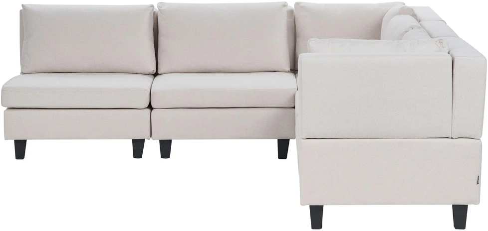 Beliani Modulinė 5 vietų kampinė sofa UNSTAD kairinė, šviesiai smėlio spalvos