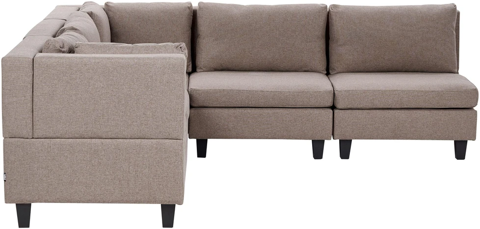 Beliani Modulinė 5 vietų sofa UNSTAD Dešininė Ruda