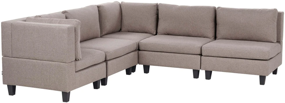 Beliani Modulinė 5 vietų sofa UNSTAD Dešininė Ruda
