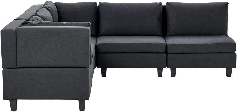 Beliani Modulinė 5 vietų sofa UNSTAD dešininė, juoda