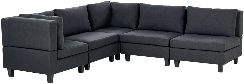 Beliani Modulinė 5 vietų sofa UNSTAD dešininė, juoda