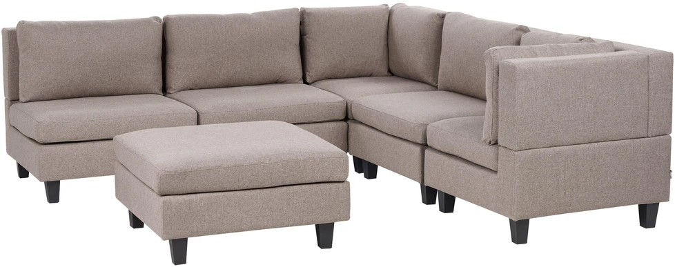 Beliani Modulinė 5 vietų sofa UNSTAD Kairinė Ruda su otomane