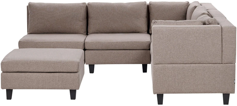 Beliani Modulinė 5 vietų sofa UNSTAD Kairinė Ruda su otomane