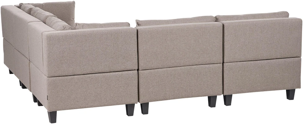 Beliani Modulinė 5 vietų sofa UNSTAD Kairinė Ruda su otomane